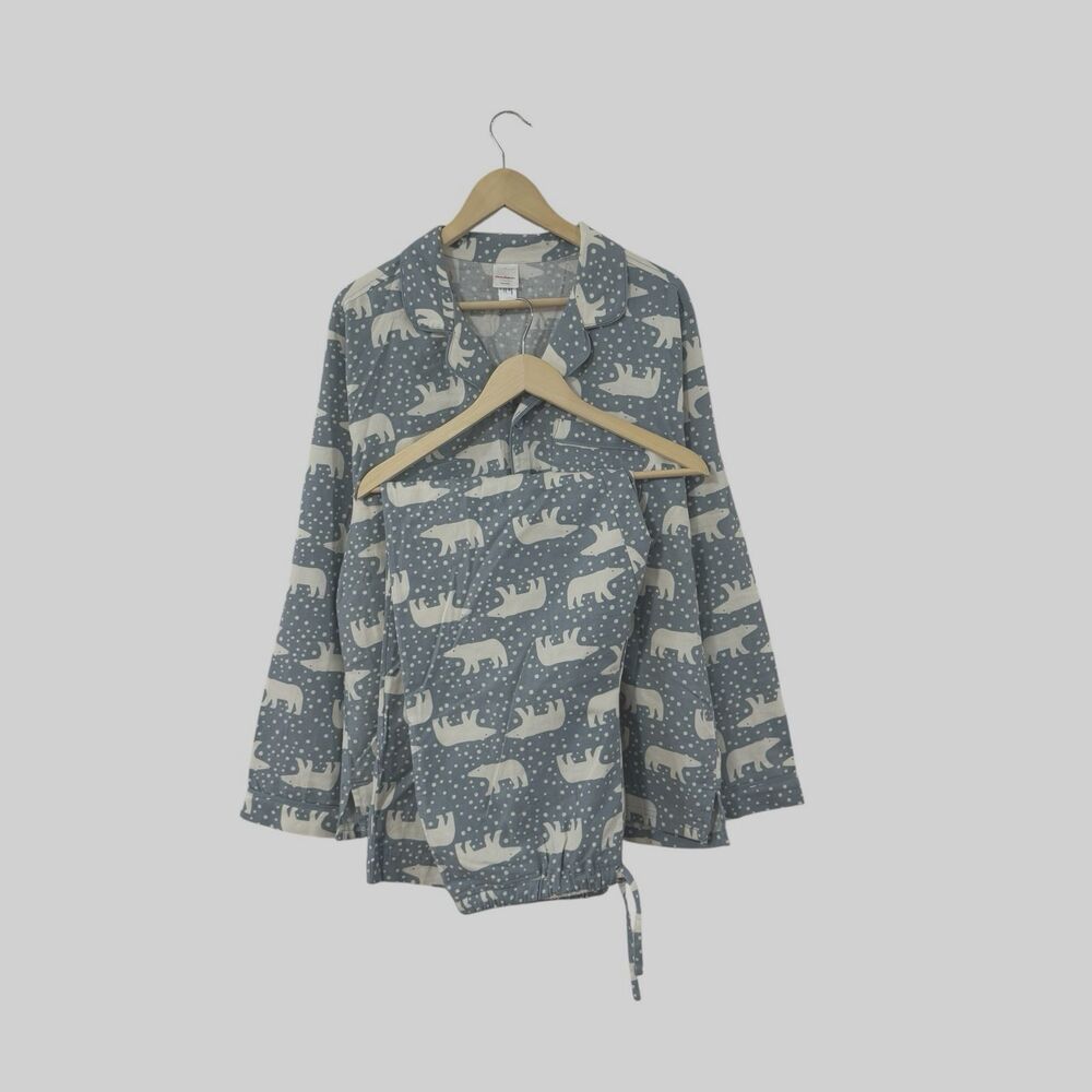Hanna Andersson Adult Large Pajama SET Shirt Pants Flannel Polar Bear Unisex